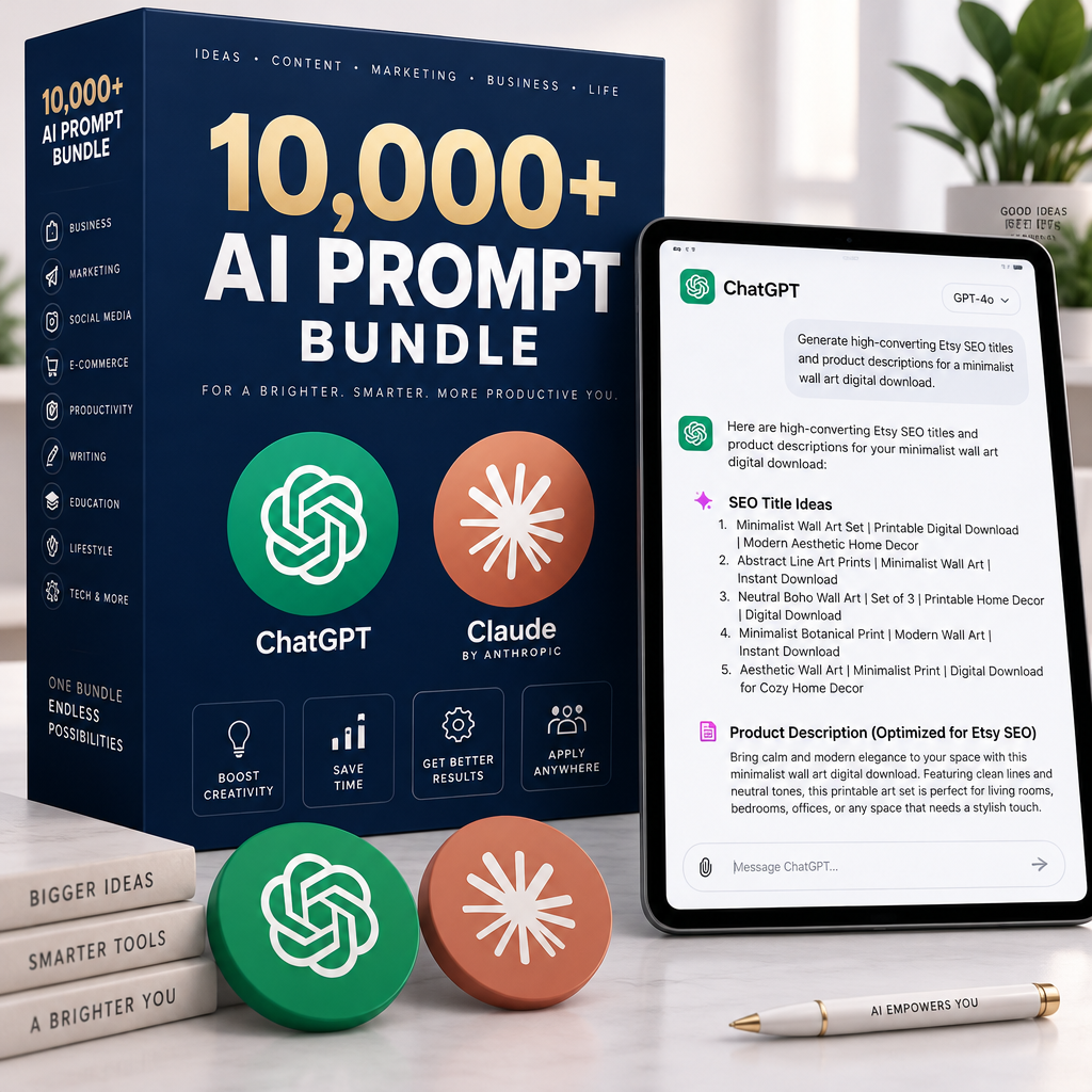 10,000+ ChatGPT and Claude AI Prompt Bundle