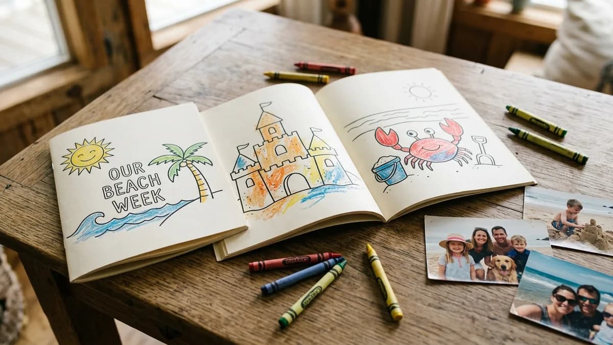 Custom coloring book made from family photos with a cover and finished pages