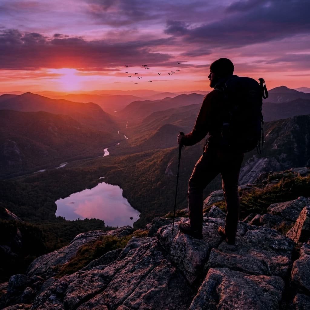Fiery Sunset Hiker & Traveler
