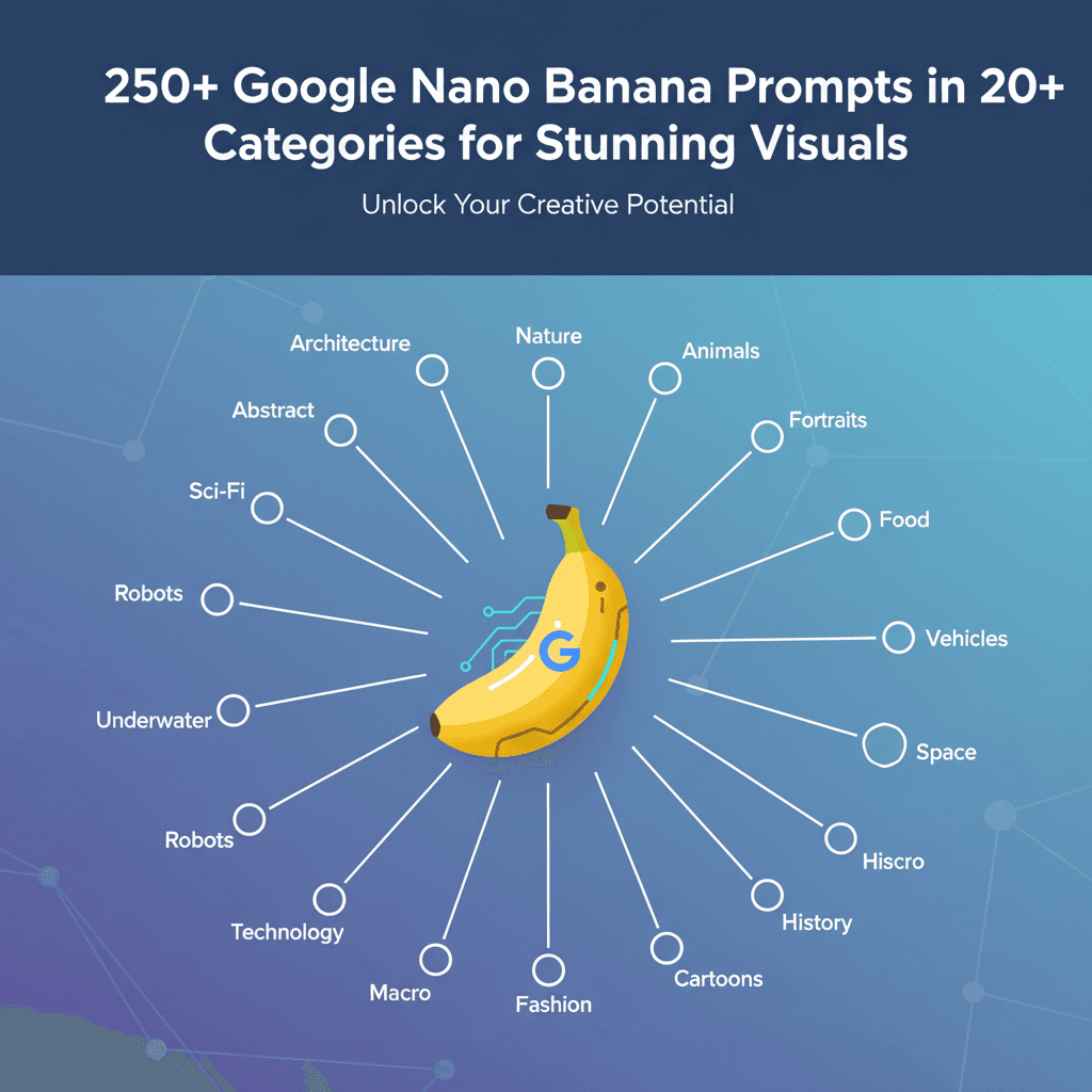 250+ Google Nano Banana Prompts in 20+ Categories for Stunning Visuals
