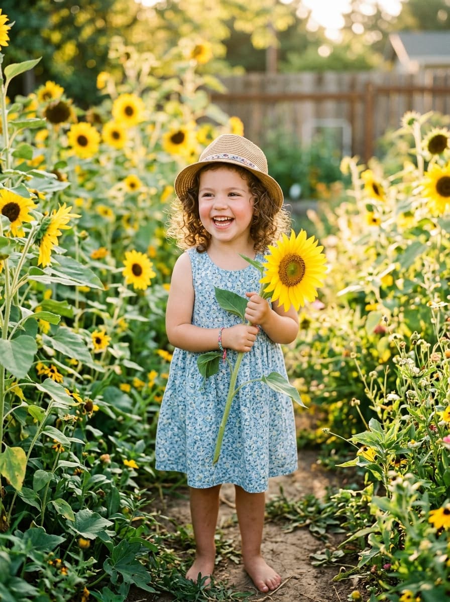 Real photo of Toddler in Sunflowers