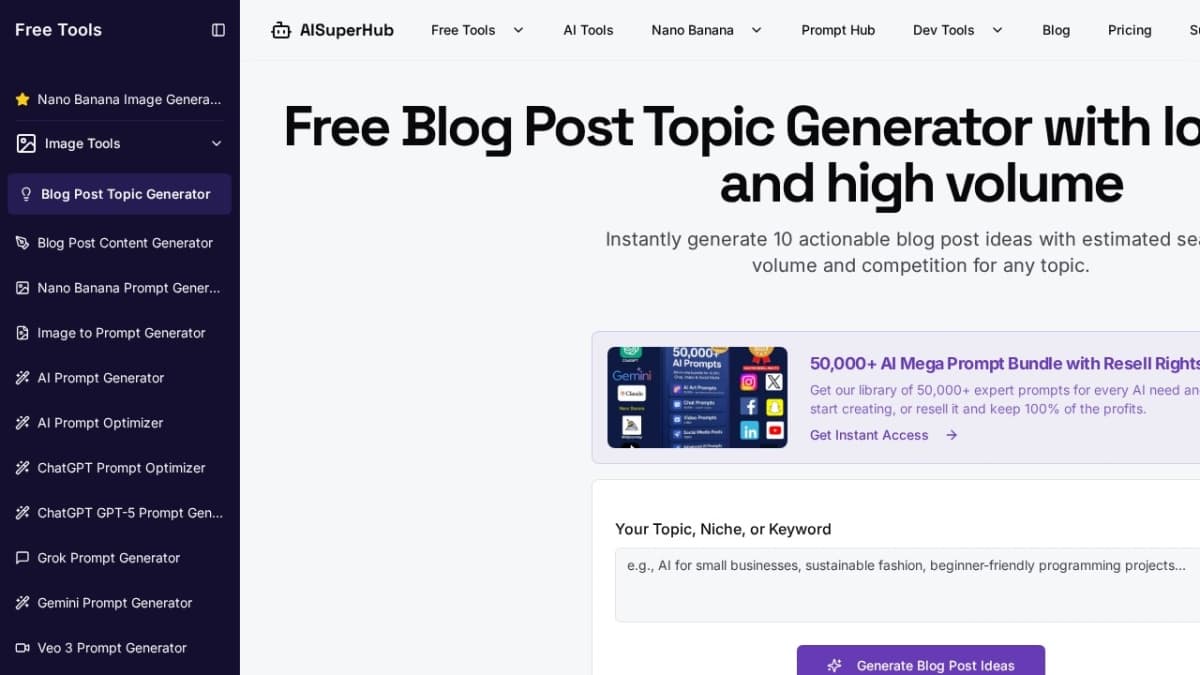 AISuperHub Blog Topic Generator