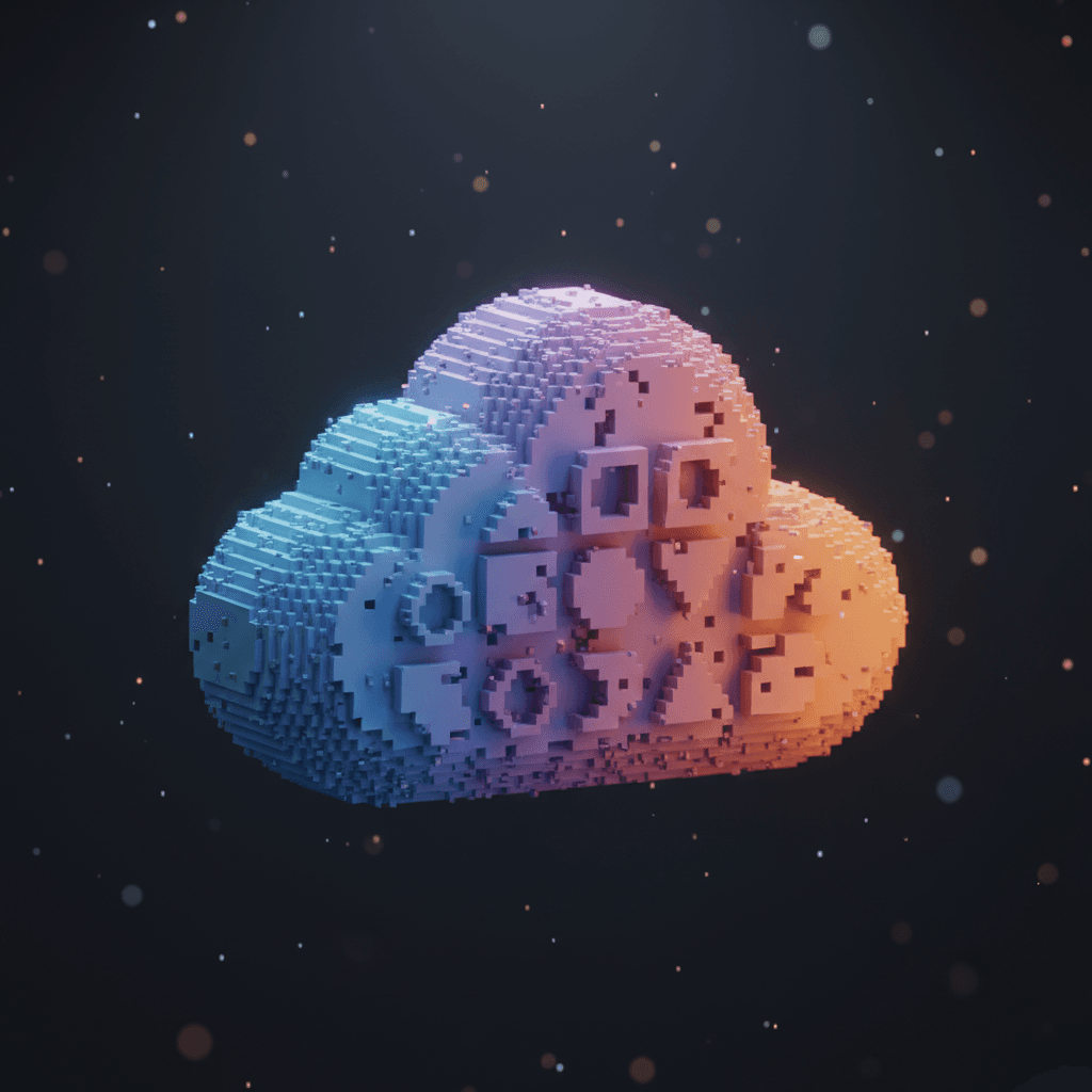 Take the icon on the right and transform it into a voxel 3d icon like the icons in the left image. Octane render. 8k.