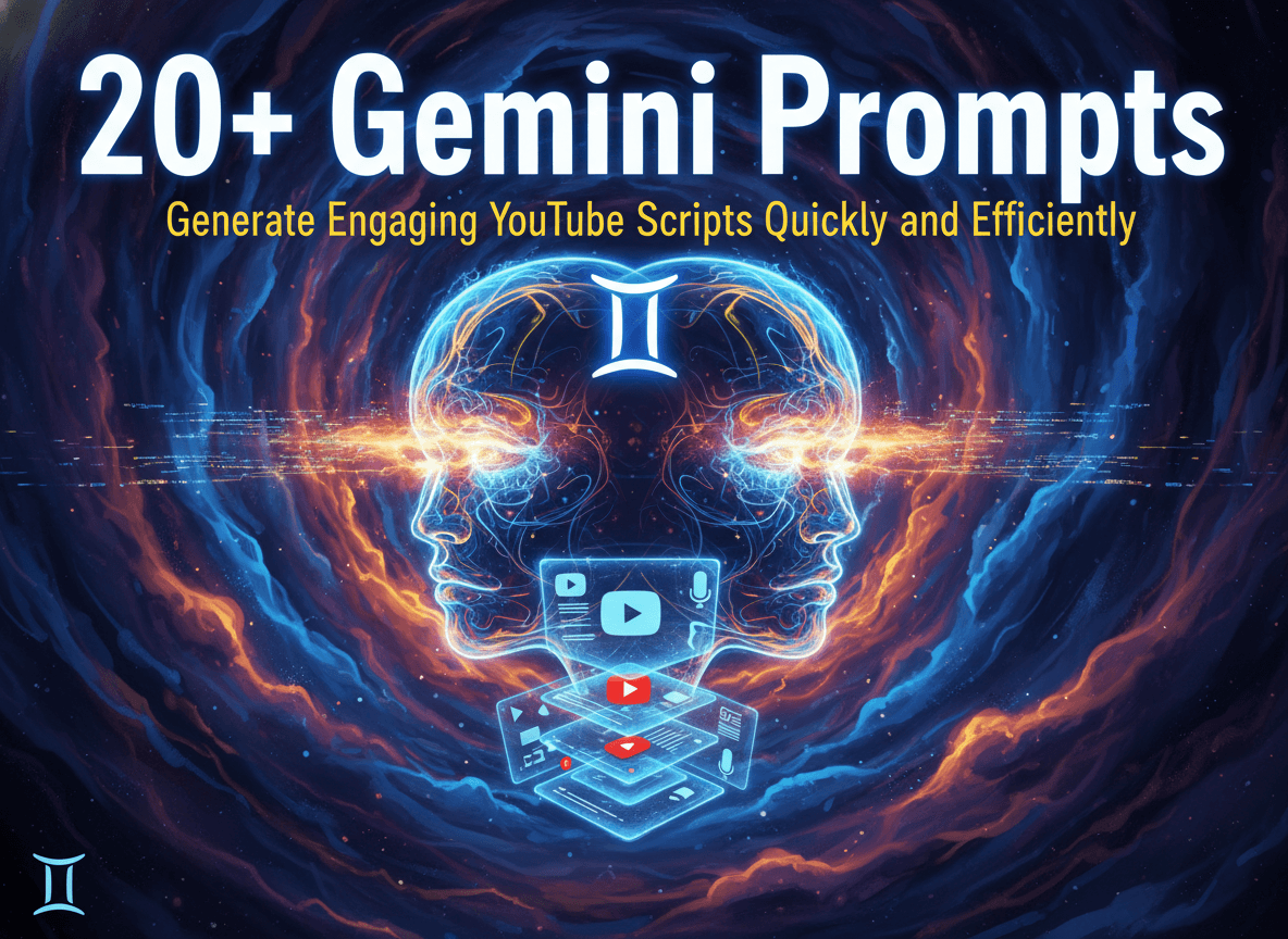 20+ Gemini prompts to generate engaging YouTube scripts quickly and efficiently.